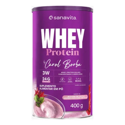 Whey Protein 3W Sanavita Carol Borba Mousse de Frutas Vermelhas com Hibiscus 400g