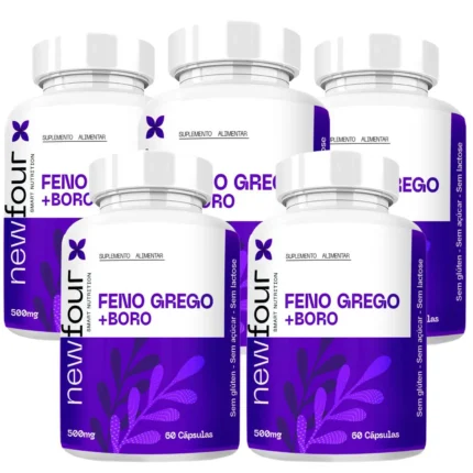 Feno Grego + Boro Kit com 5 Potes com Total de 300 Capsulas
