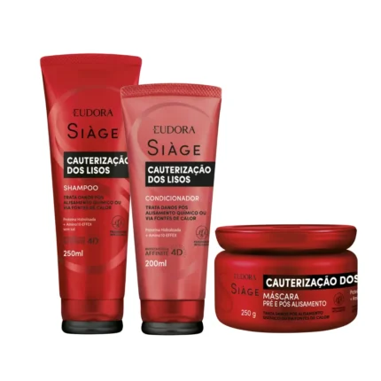 Kit Eudora Siàge Cauterização dos Lisos Shampoo 250ml + Condicionador 250ml + Máscara 250g