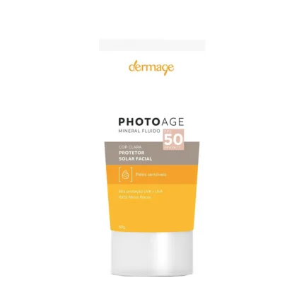 Protetor Solar Facial Dermage Photoage Mineral Fluido Pele Sensível FPS 50 Clara 50g