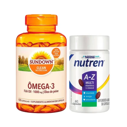 Kit Ômega 3 Fish Oil 1000mg Sundown 120 cápsulas + Polivitamínico Nutren A-Z Multi 60 cápsulas