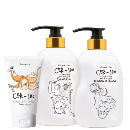 Kit Elizavecca CER-100 Collagen Coating Hair A+ Muscle + Ceramide Coating Protein Treatment (3 Produtos)