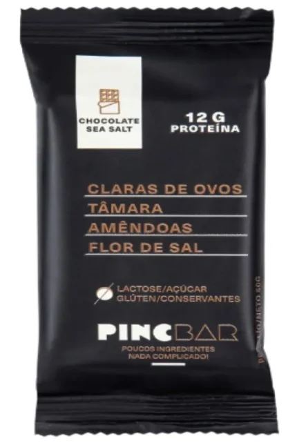 Kit 3x: Barra de Proteína Chocolate Sea Salt Sem Açúcar Pincbar 50g