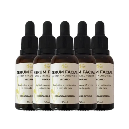 Kit 05 Sérum Facial Vegano Ácido Hialurônico 30Ml Kuide