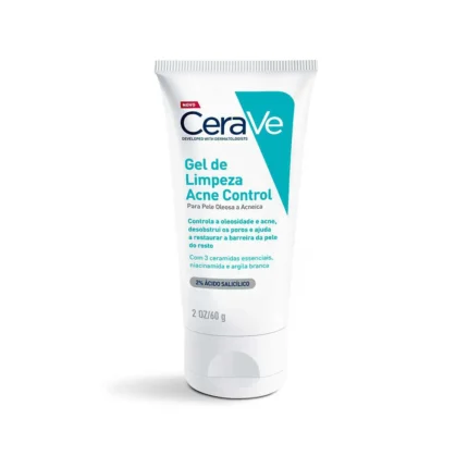 Gel de Limpeza Cerave Acne Control Pele Oleosa a Acneica Tratamento Antiacne com Ácido Salicílico 60g