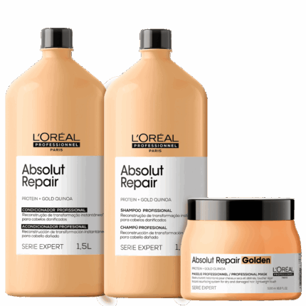 Kit L'Oréal Professionnel Serie Expert Absolut Repair Gold Quinoa + Protein Golden Salon Trio (3 Produtos)